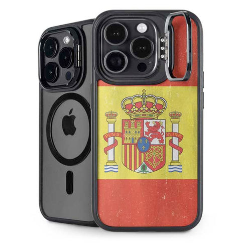 Spain Flag Distressed iPhone 16 Pro Kickstand Case
